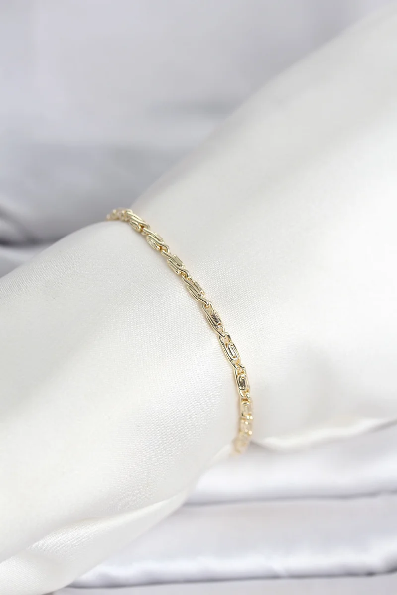 CM 14K Gold Renk Burgu Zincirli Model Kadın Bileklik 5886
