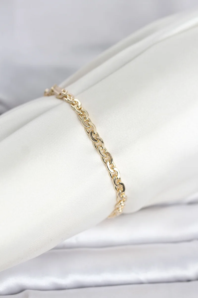 CM 14K Gold Renk Zincir Model Kadın Bileklik 5886