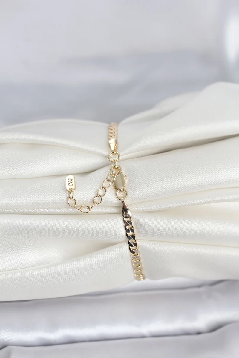 CM 14K Gold Renk Zincirli Model Kadın Bileklik 5886