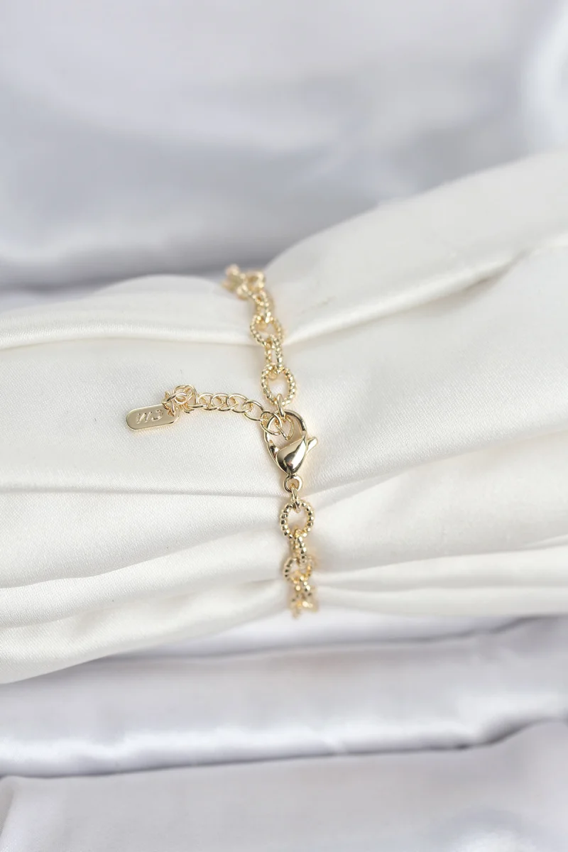 CM 14K Gold Renk Lazerli Halka Model Kadın Bileklik 5886