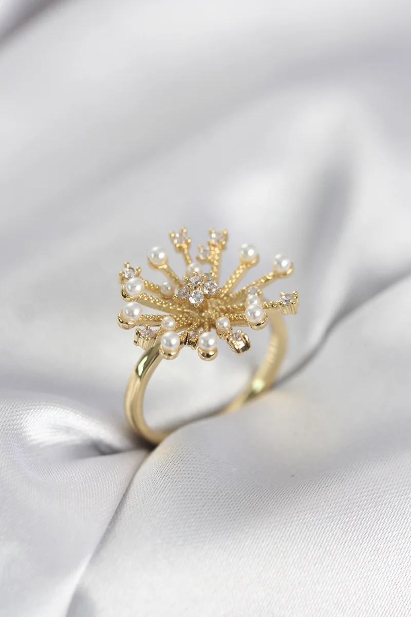 Gold Renk Karahindiba Model Zirkon Taşlı Kadın Yüzük 5886