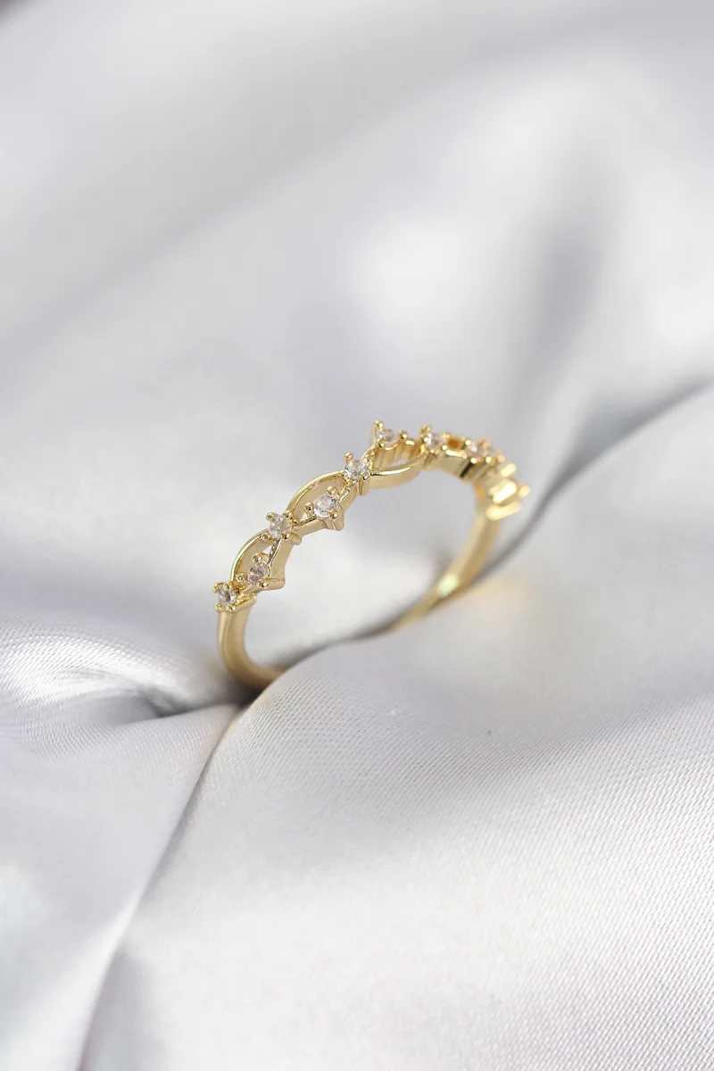 Zirkon Taşlı Pirinç Gold Renk Kadın Yüzük 5886