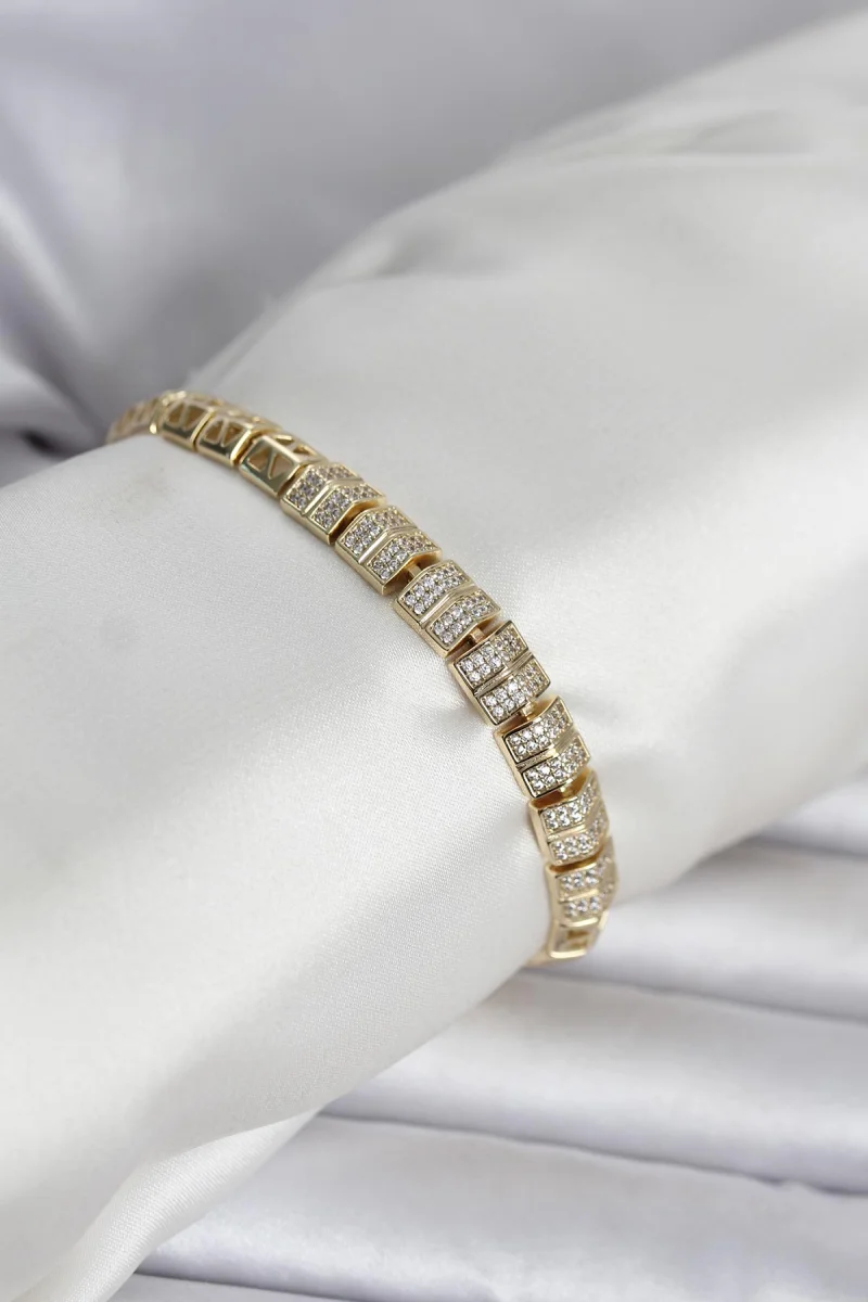 Xuping Zirkon Taşlı Gold Renk Kadın Bileklik 5886