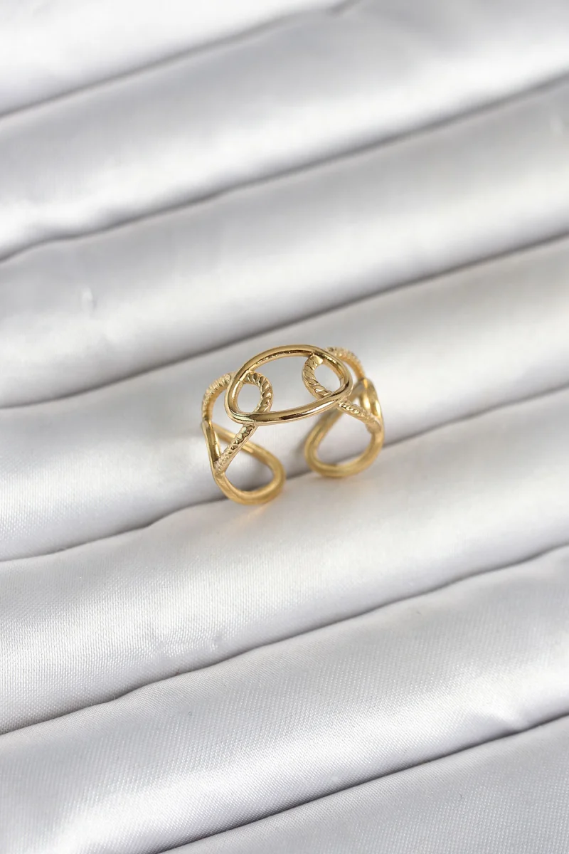 316L Çelik Gold Renk Zincir Model Kadın Yüzük 5886