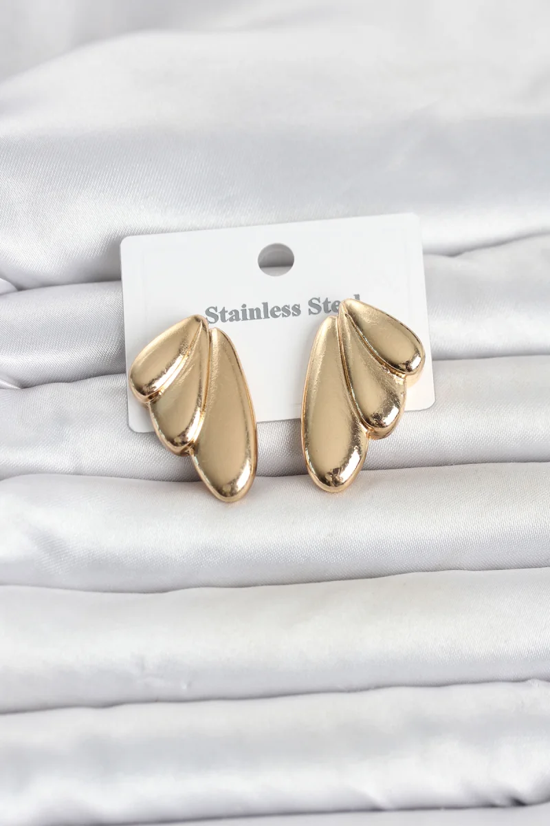 316L Çelik Gold Renk Vintage Kadın Küpe 5886