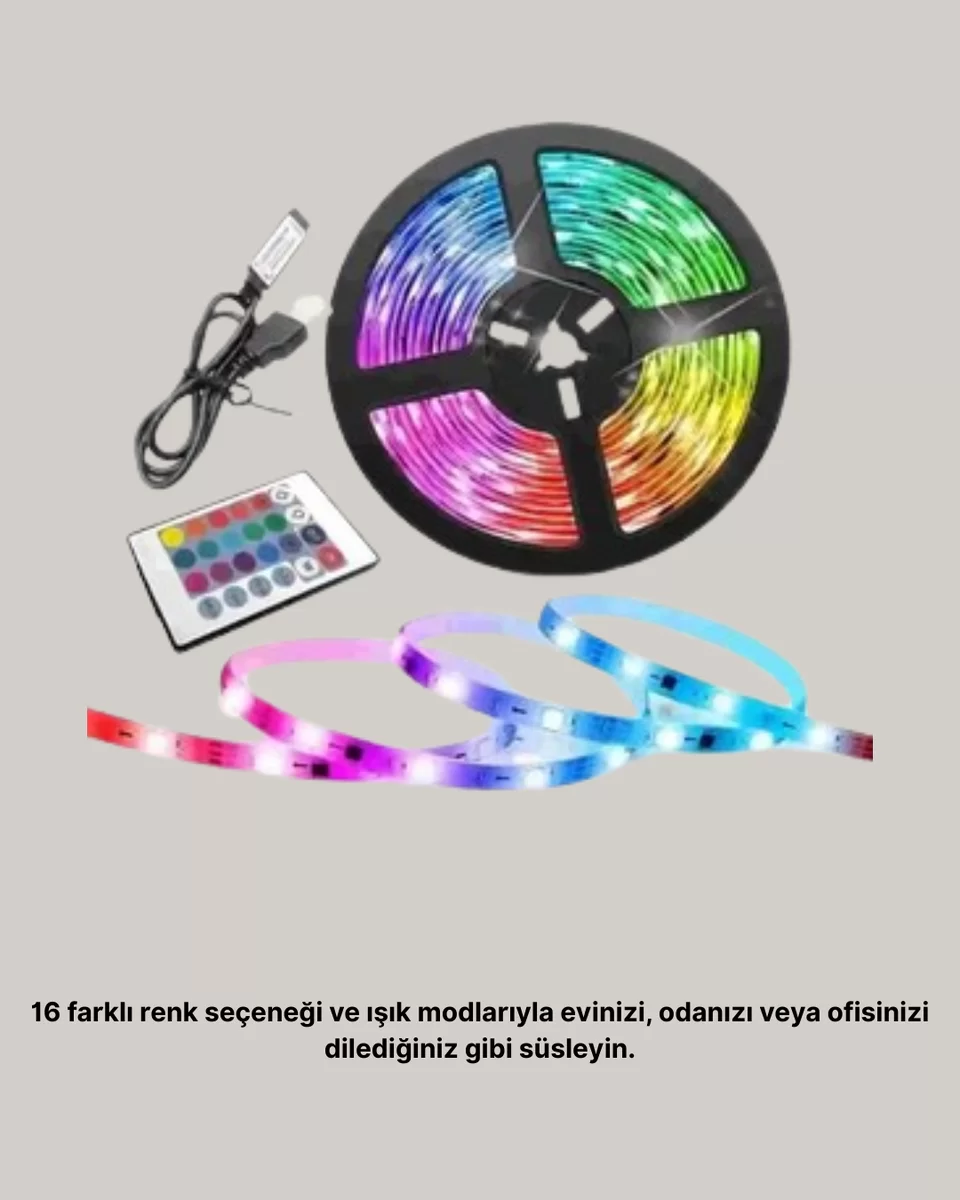 Smart Şerit LED Kumandalı USB Enerjili Suya Dayanıklı Dekoratif Aydınlatma