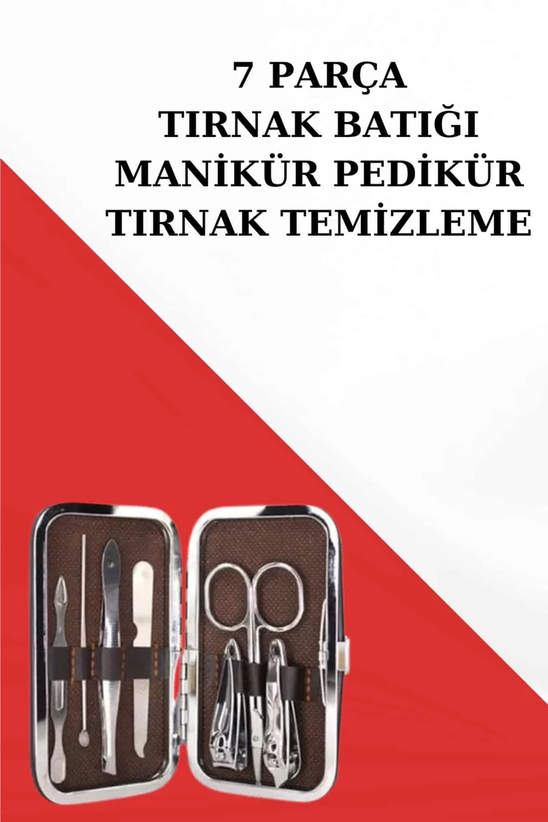 Tırnak Temizliği Tırnak Batığı ve Düzenli Bakım İçin 7 Parça Çelik Set