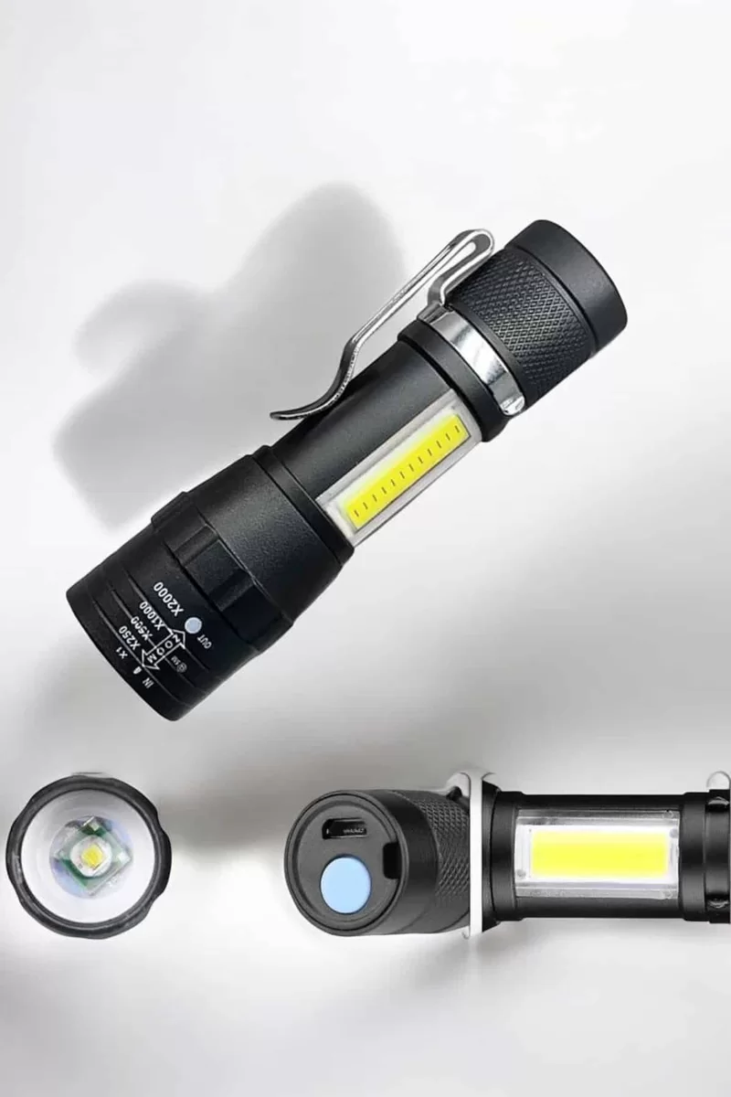 El Feneri Led USB Şarjlı Zoom Mini Led Işık Acil Durum Feneri
