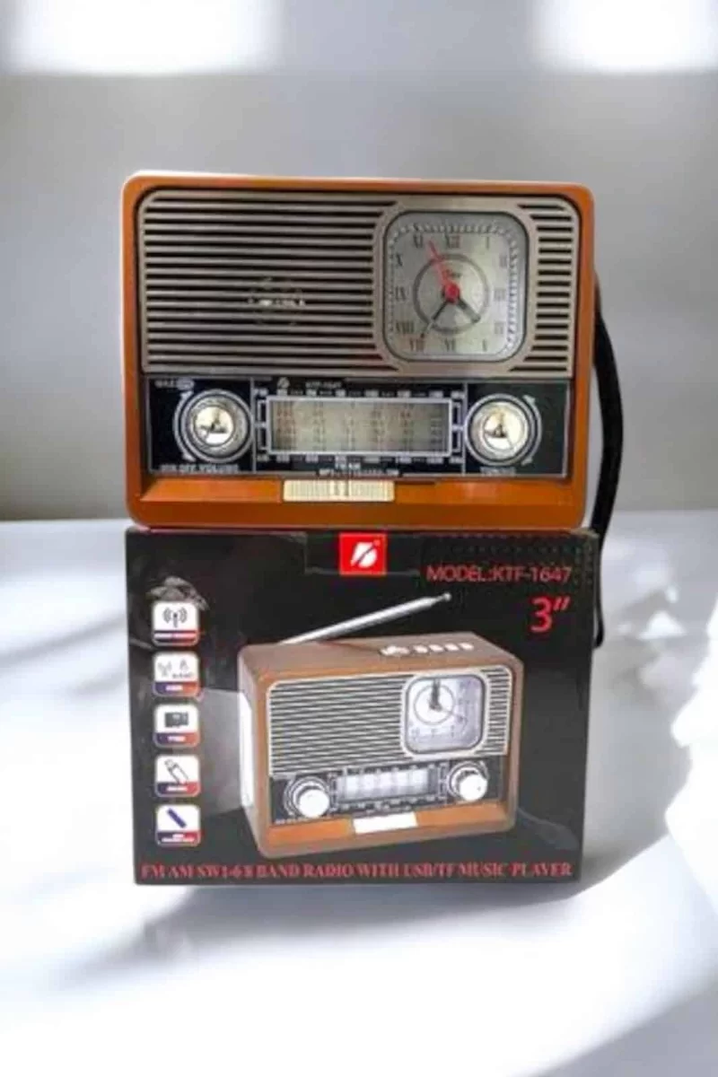 Ahşap Görünümlü Retro Bluetooth Radyo USBAUX Ve SD Kart Girişli
