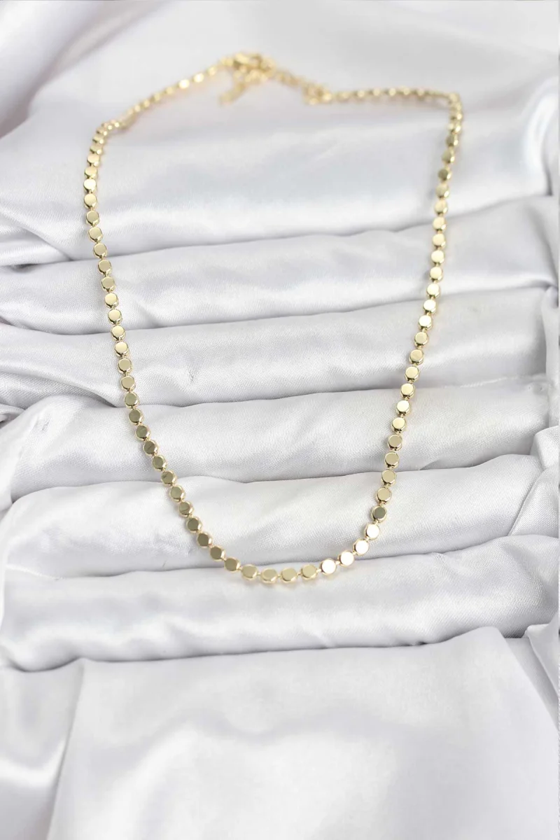 316L Çelik Zincir Gold Renk Ezme Zincir Model  45 cm Kadın Kolye
