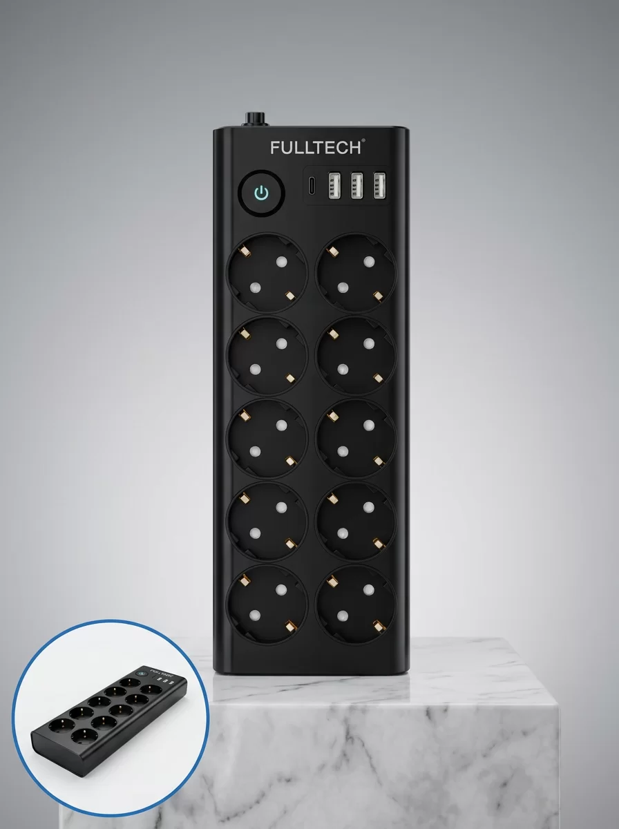 10'lu Çoklu Priz USB ve Type-C Şarj Girişli Akım Korumalı Grup Priz