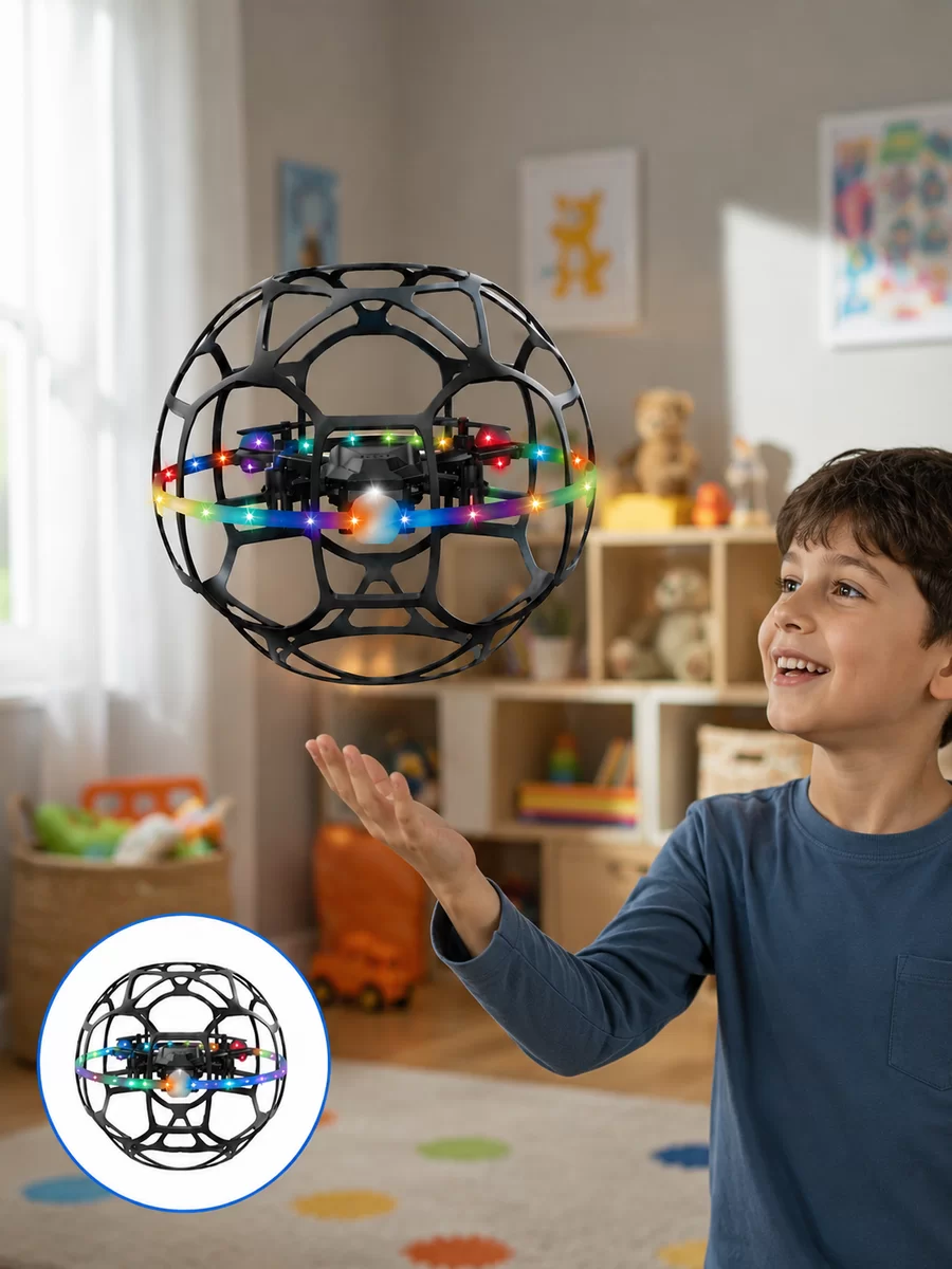 Şarjlı Futbol Topu Tasarımlı Mini Drone LED Aydınlatmalı Akıllı