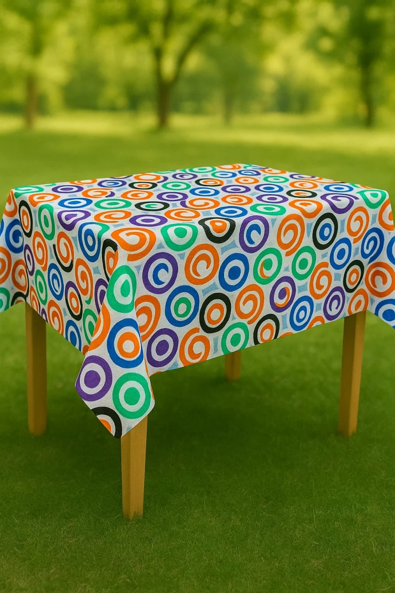 Masa Örtüsü & Piknik Örtsü -Raşel Kumaş 120 cm X 160 cm -Çok Renkli Desenli