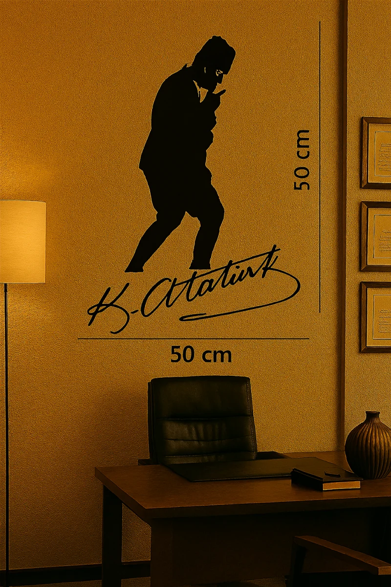 Ahşap İşleme Duvar Süsü- Atatürk Silüeti- 50 cm x 30 cm