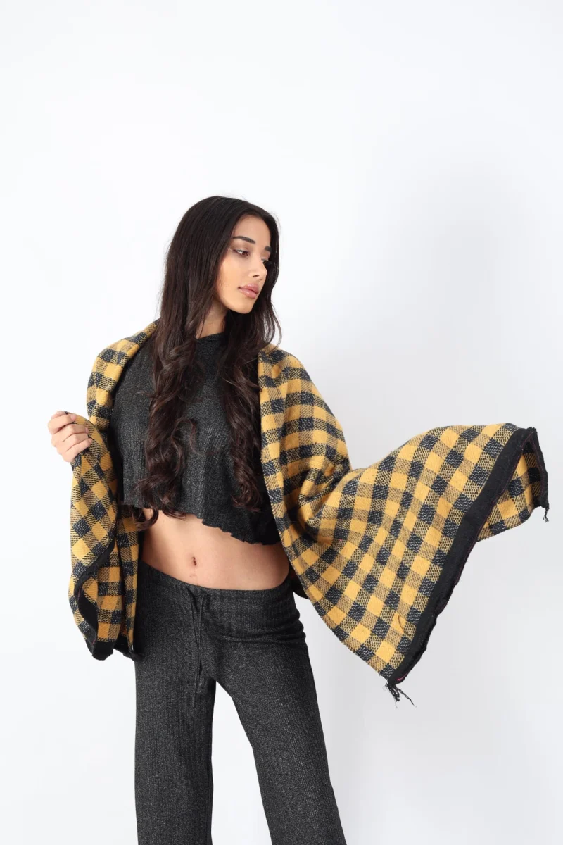 Şık Kullanım Pamuk Polyester Şal-SARI