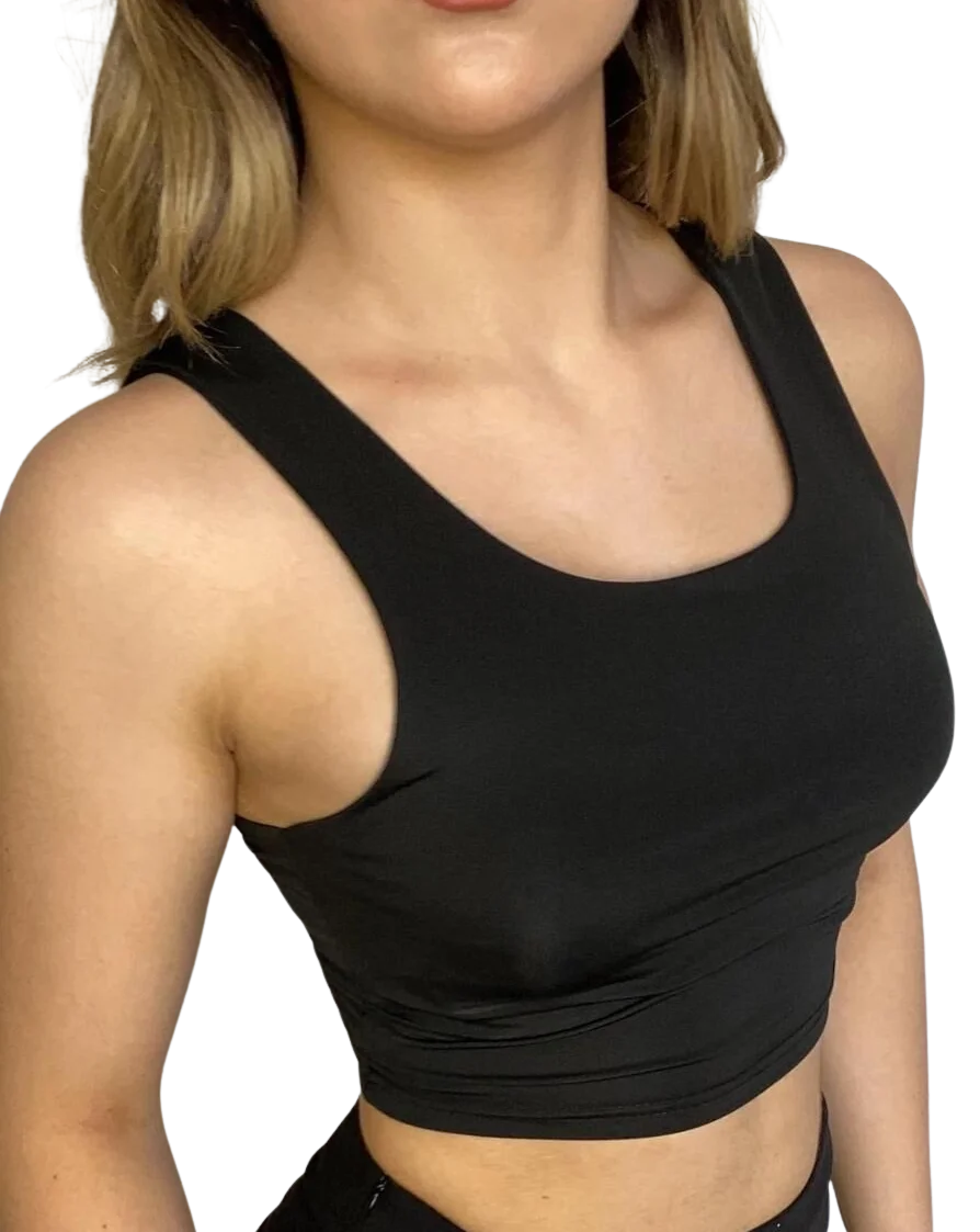 Askılı Crop  Bluz-SİYAH
