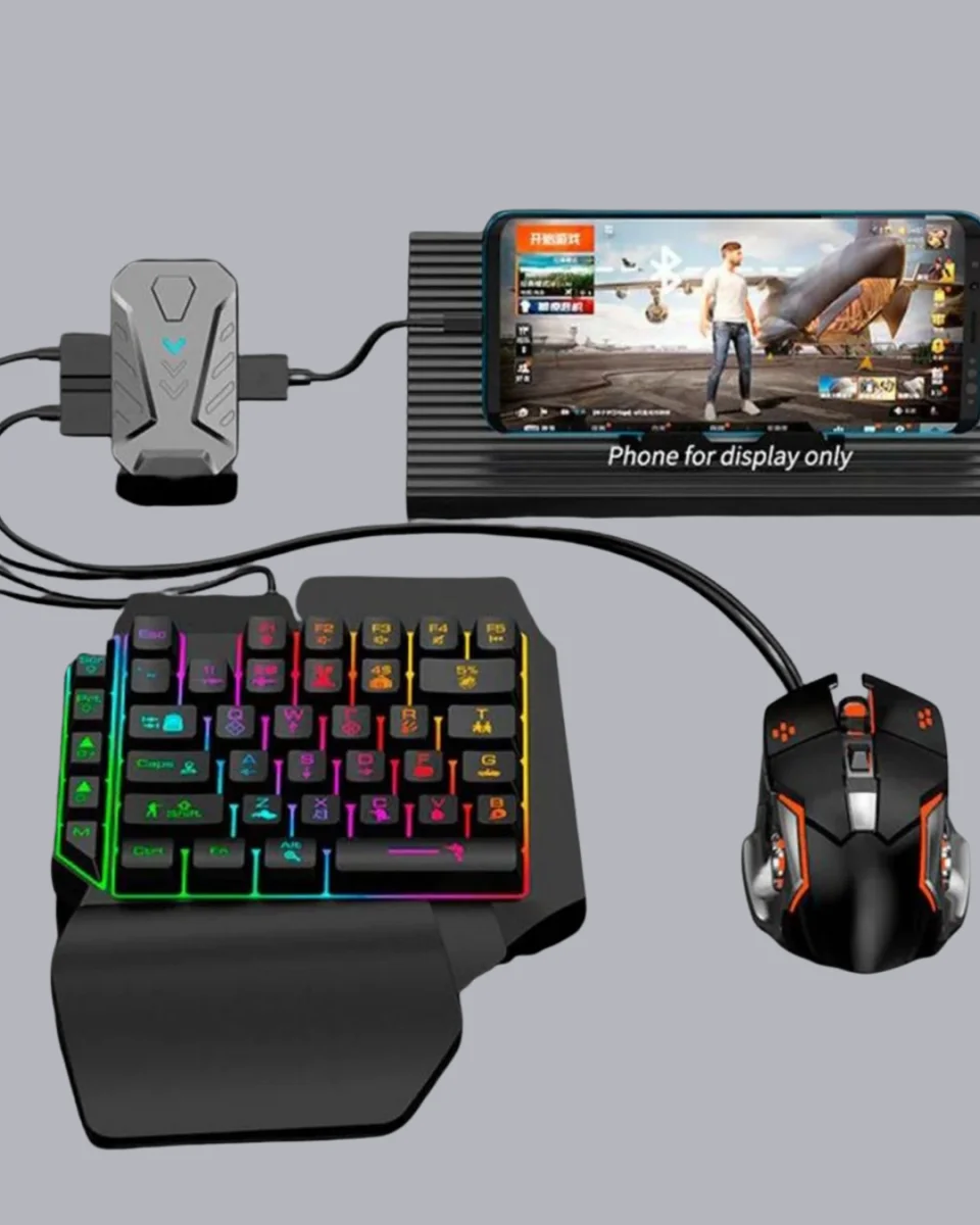 Mobil Gaming Oyun Seti 5in1 X8 Pro Çipset RGB Klavye Mouse Telefon Tutucu