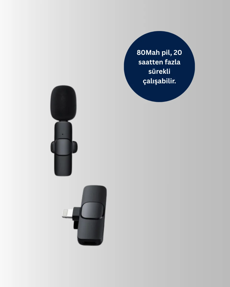 iPhone İçin Çift Mikrofonlu Telsiz Yaka Mikrofonu 360 Derece HD Ses