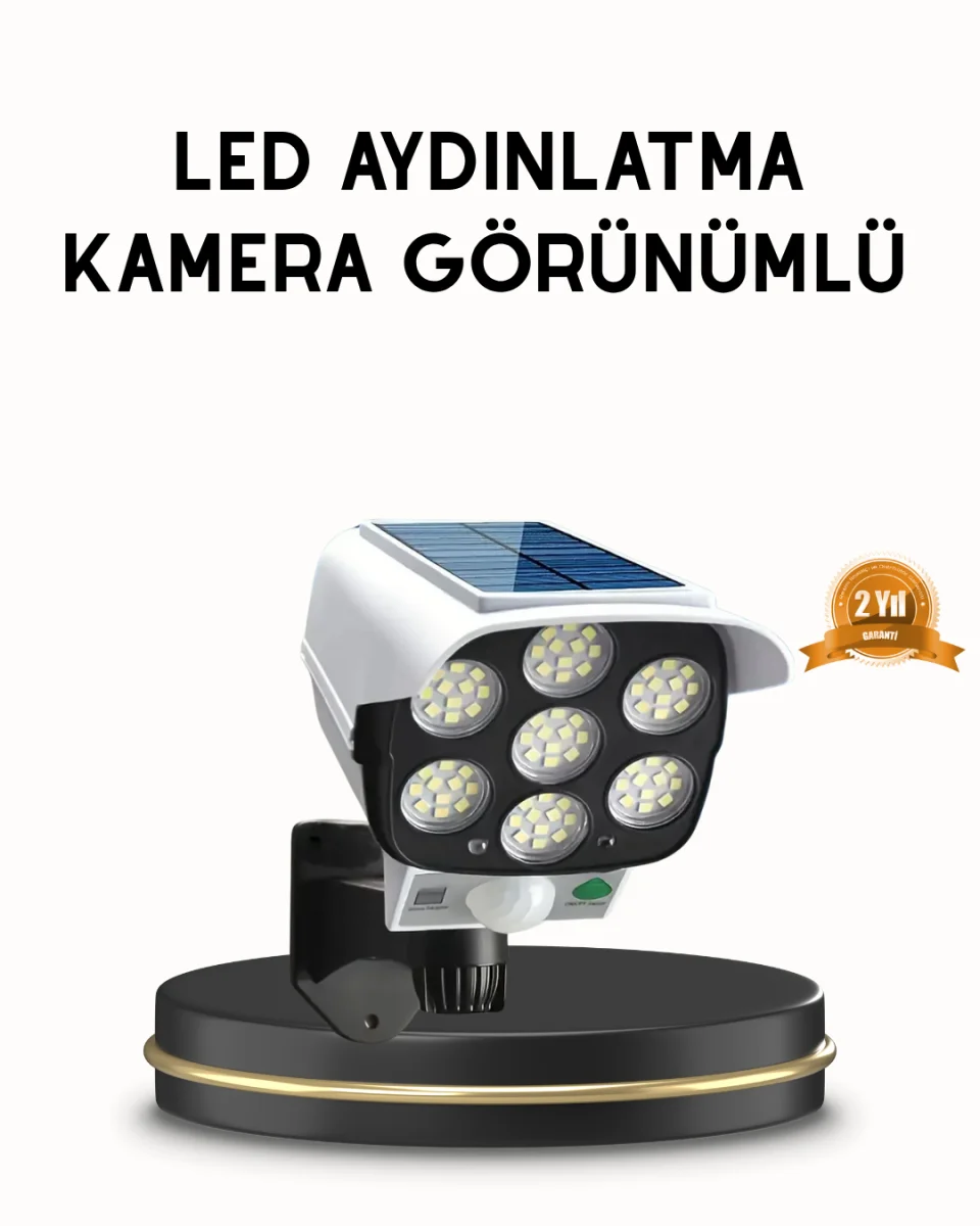 Güneş Paneliyle Şarj Olan Hareket Sensörlü Dış Mekan Güvenlik Lambası Ayarlanabilir