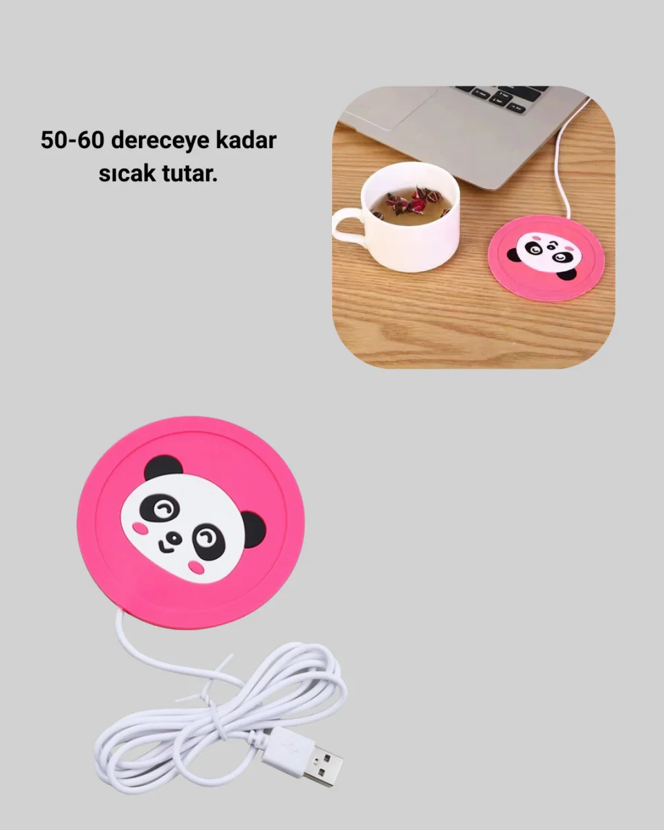 USB Isıtıcı Bardak Altlığı Sevimli Figürlü 50–60° Anında Isıtma Teknolojili