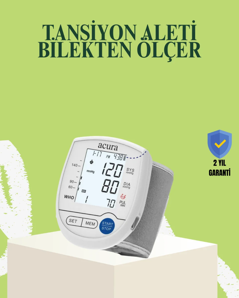 Bilekten Dijital Tansiyon Aleti Hem Pilli Hem Şarjlı Hafızalı