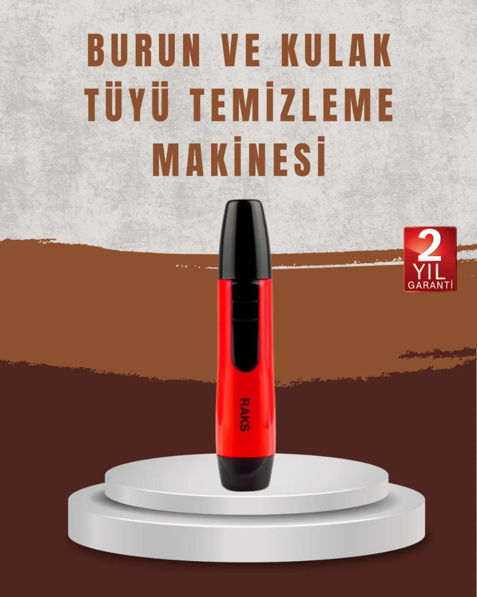 Raks Leo Burun Kulak Tüy Alma Makinesi 45 dk Şarj Süreli Kırmızı