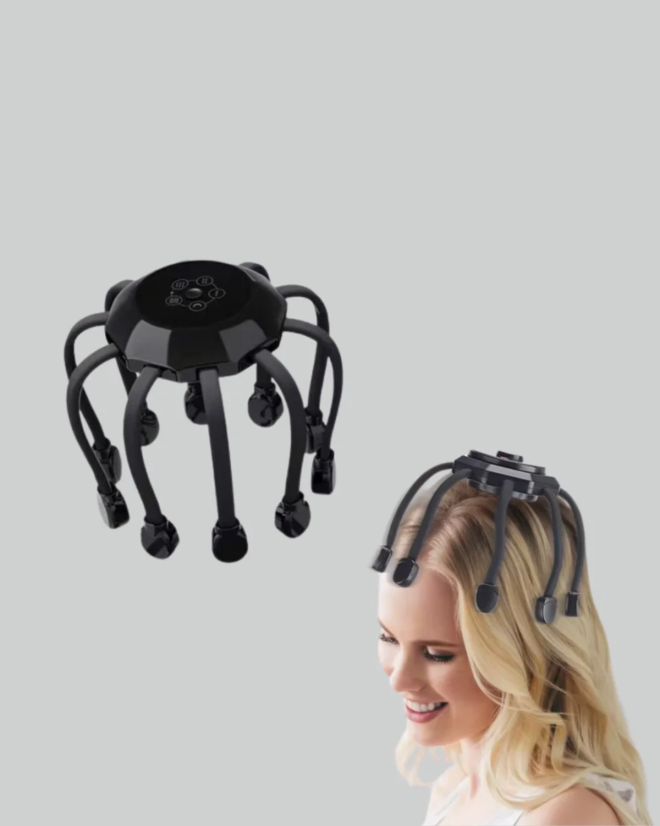 USB Şarjlı Kafa Masaj Aleti 3 Modlu 8 Başlıklı Stres Giderici