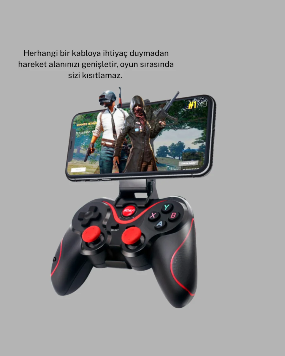 Kablosuz Bluetooth Oyun Kolu Mobil TV PC Uyumlu Ergonomik Tasarım