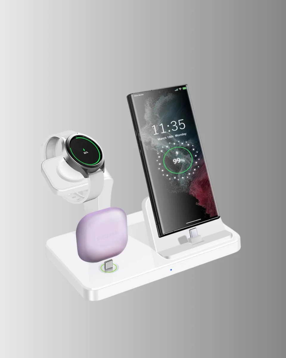 Kablosuz Şarj İstasyonu 4’ü 1 Arada iPhone Watch ve AirPods Uyumlu
