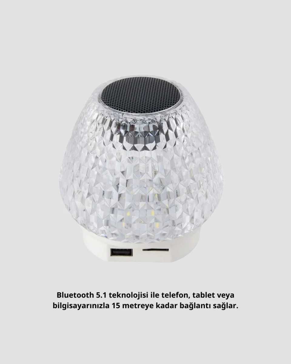 Kristal Desenli LED Işıklı Bluetooth Hoparlör 5W 1200 mAh Taşınabilir