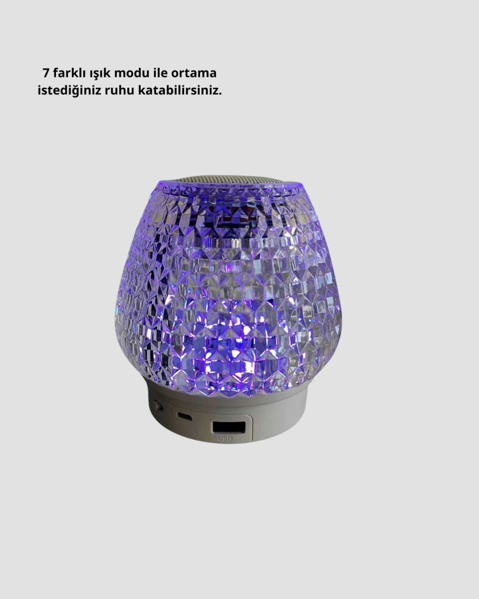 Kristal Desenli LED Işıklı Bluetooth Hoparlör 5W 1200 mAh Taşınabilir