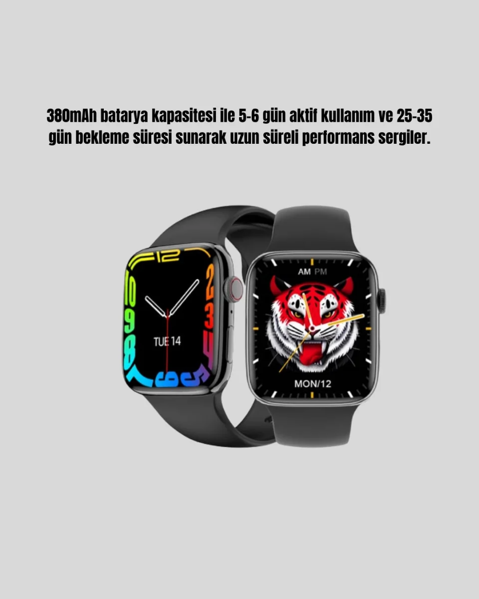 380mAh Bataryalı Akıllı Saat – Arama, Bildirim, AOD Ekran ve Uzun Pil Ömrü
