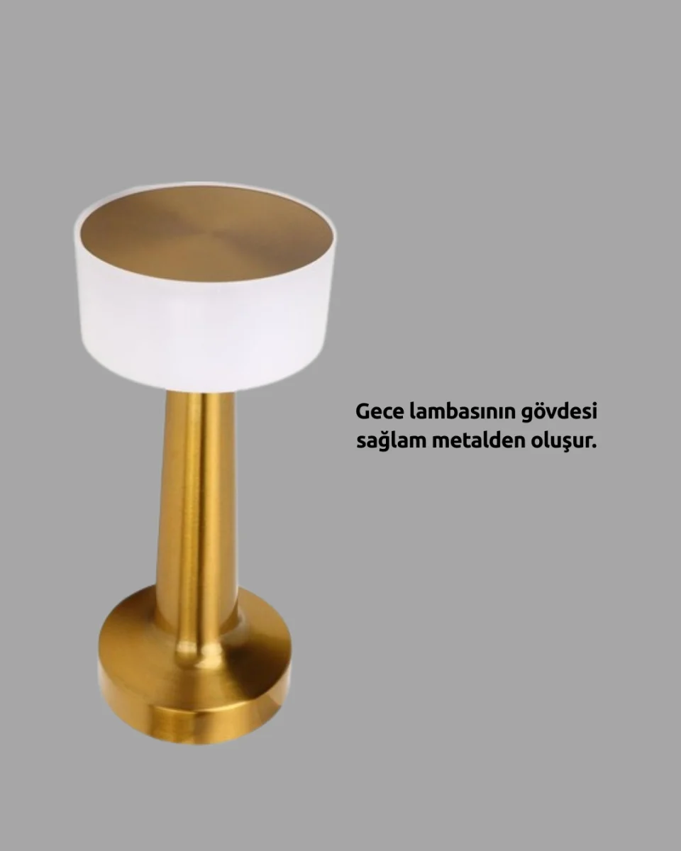 Kablosuz Dokunmatik Masa Lambası – Şık Modern Metal Gövde, USB Şarjlı