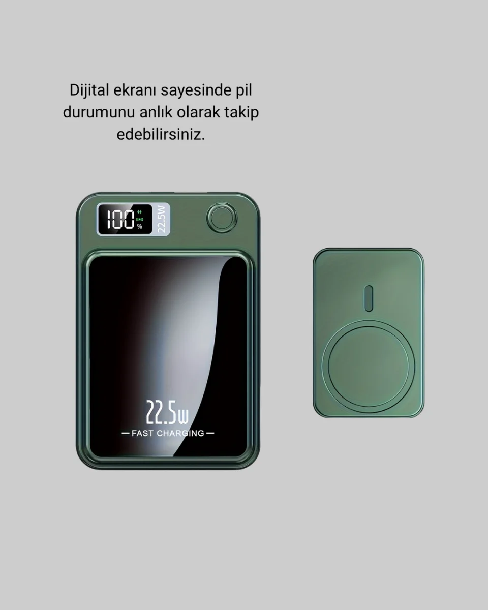 MagSafe Powerbank 22.5W Hızlı Şarjlı ve Kompakt Kablosuz Şarj Cihazı