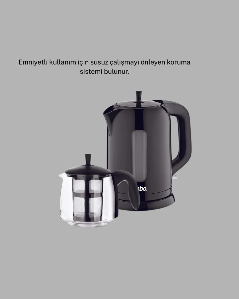 Sinbo Elektrikli Çay Makinesi 1.7 L Su Isıtıcı ve Cam Demlikli Güvenli Kullanım