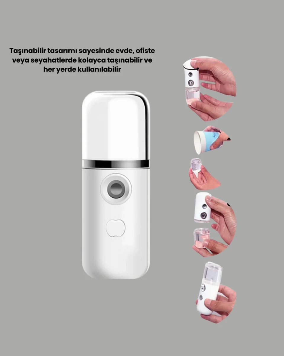 Mini Şarjlı Buhar Nemlendirici – Taşınabilir, Enerji Tasarruflu, Kablosuz Kullanım