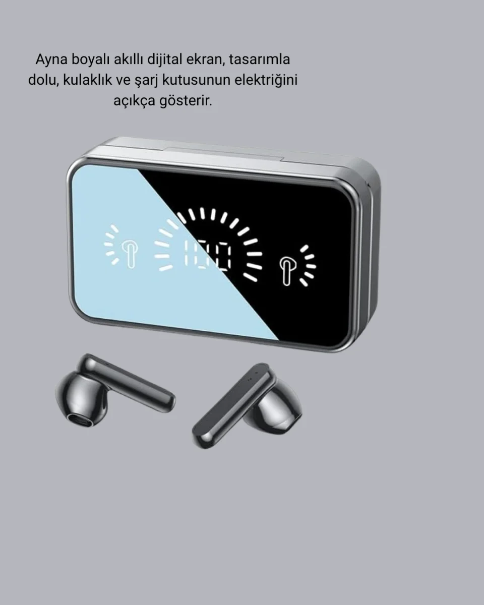 HiFi Ses Kaliteli Kablosuz Kulaklık – BT5.1, LED Ekranlı Şarj Kutusu, 3500 mAh