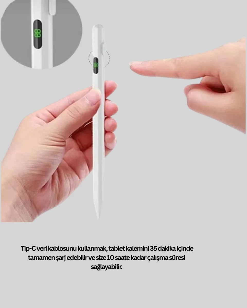 1.5mm Hassas Uçlu iPad Kalemi Şarjlı Type-C Ultra Hassas Stylus Pen