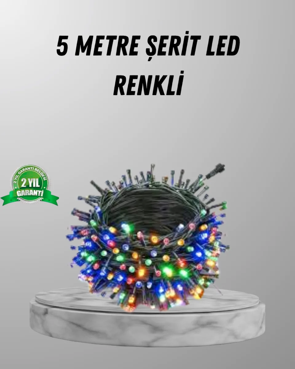 Siyah Kablolu LED Dekor Işık – 50 Ampullü, 8 Farklı Işık Modu, Suya Dayanıklı Tasarım