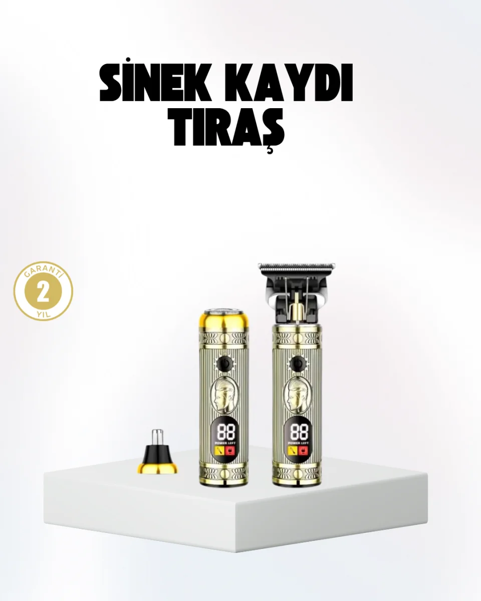 2’si 1 Arada Saç ve Sakal Düzeltici Seti – T Bıçaklı, 8 Farklı Kılavuz Tarağı