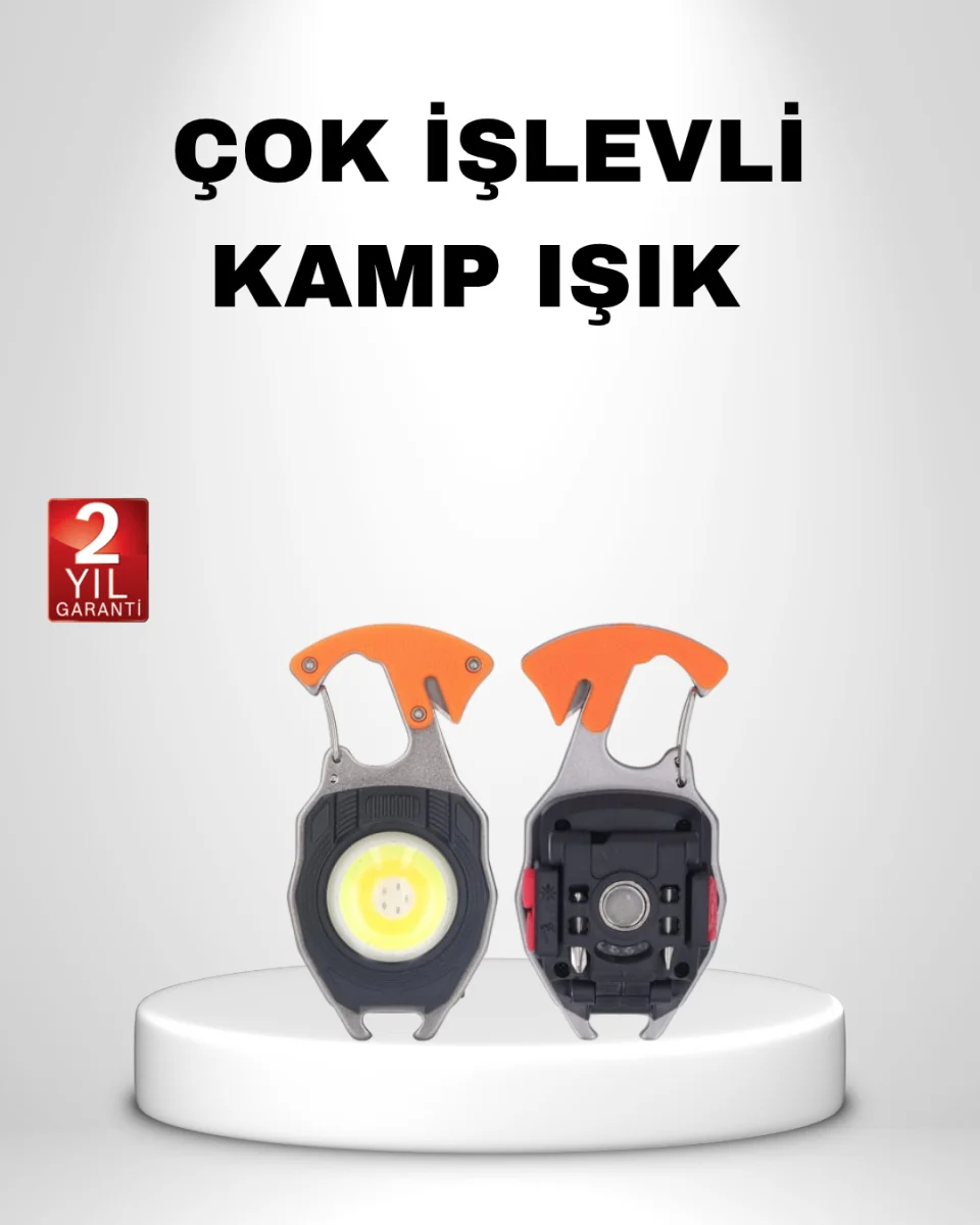 Mini LED Anahtarlık Fener – Şişe Açacağı, Tornavida, Düdük ve USB Şarj Özellikli