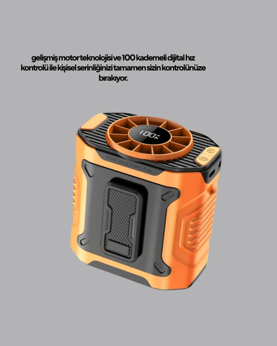 Turbo Mini Taşınabilir Fan – 100 Kademeli Dijital Hız Kontrolü ve Type-C Şarj