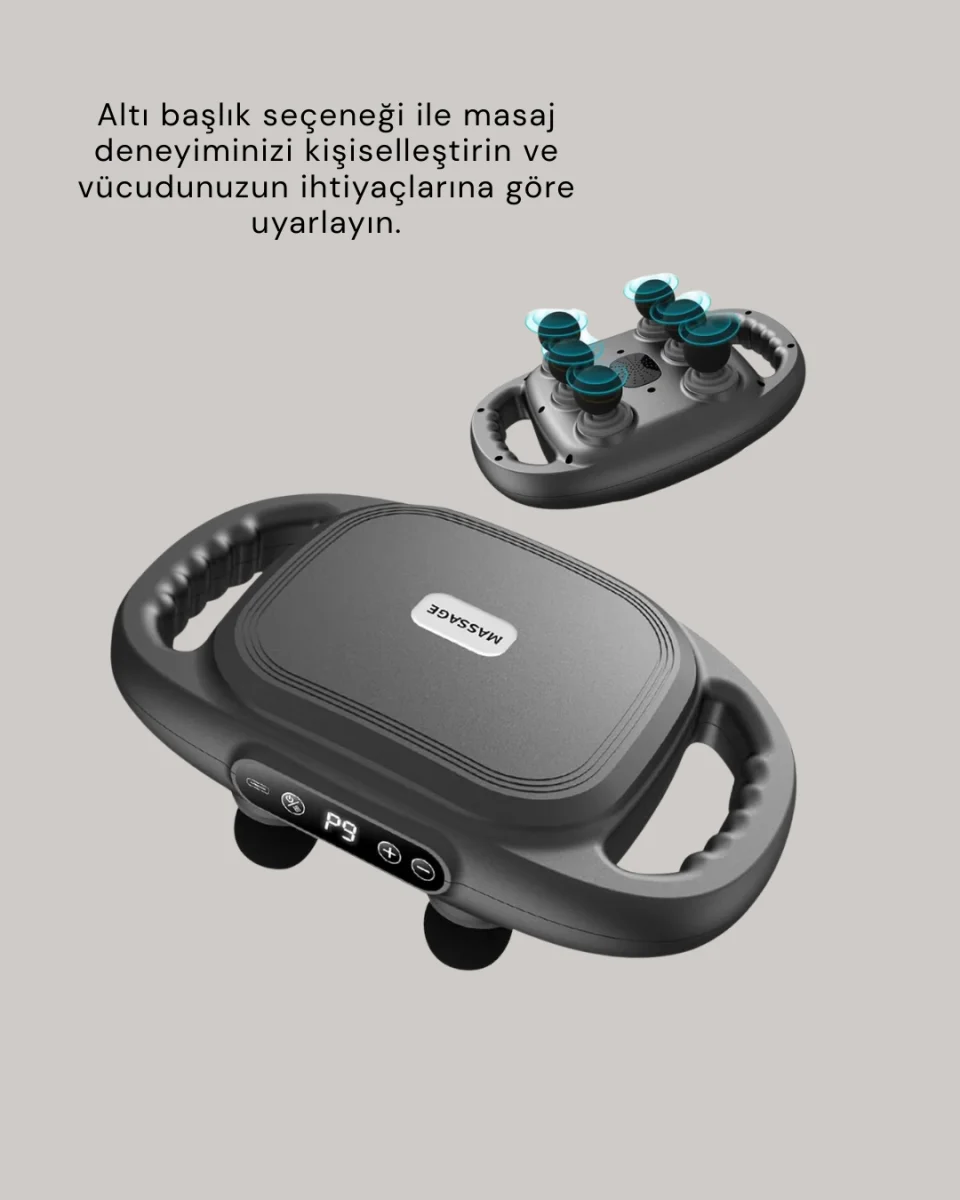 Fonksiyonlu Şarjlı Masaj Aleti 6 Başlık 2000 mAh Ergonomik Gövde