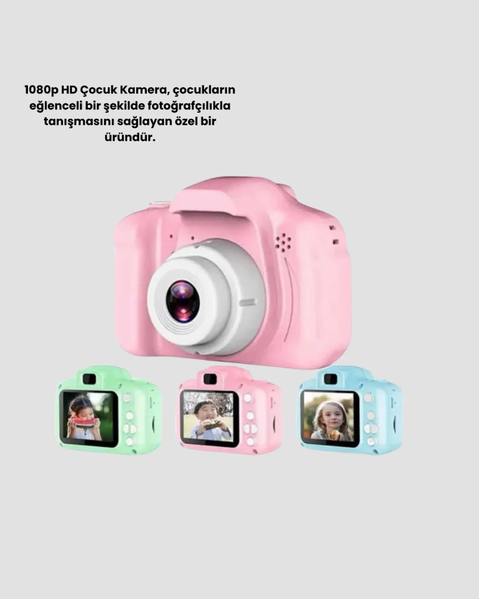 Çocuklar İçin Mini Dijital Kamera – 1080p HD, 2.0 İnç Ekran, Komik Filtreli ve Şarjlı