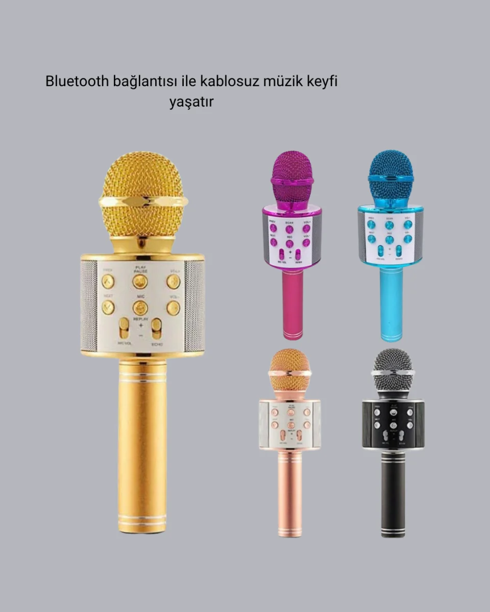 Kablosuz Bluetooth Karaoke Mikrofon Yankı Efektli