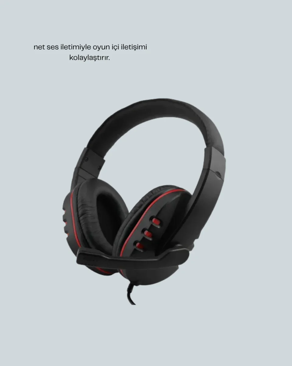 Stereo Kırmızı Gaming Kulaklığı Yumuşak Pedli Mikrofonlu