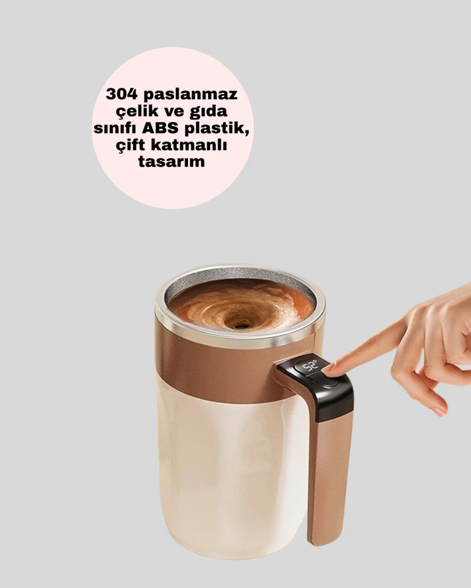 Manyetik Otomatik Karıştırma Bardağı – Şarjlı, Paslanmaz ve Pratik