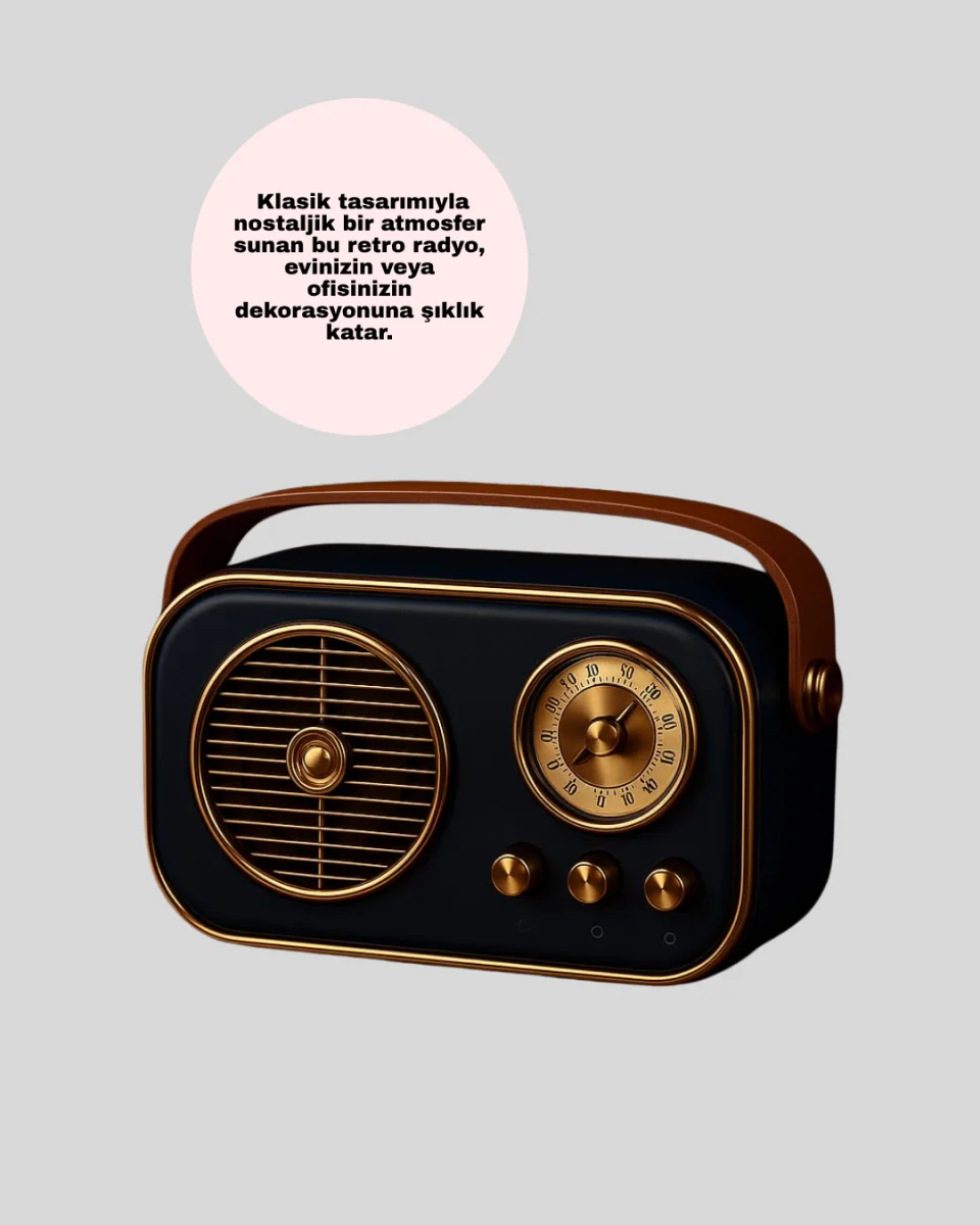 Retro Bluetooth Radyo – Nostaljik Tasarım, TF Kart ve USB Destekli