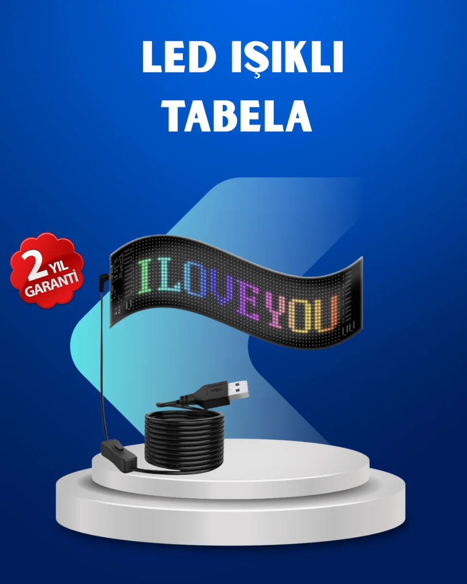 RGB Renkli LED Ekran Tabela USB Bağlantılı ve Kayan Yazı Destekli