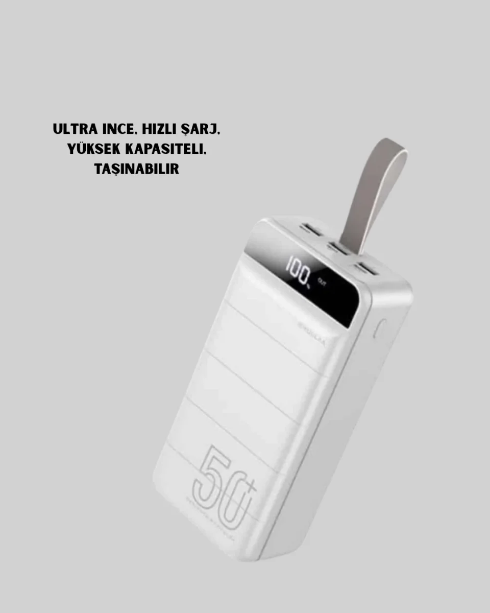 50000mAh Yüksek Kapasiteli Powerbank Hızlı Şarj ve LED Ekranlı